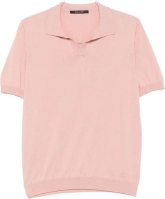 Tagliatore Keith Short-Sleeve Knit Polo - Heren - Polos - Roze - M - Katoen - Tops