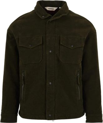Aspesi Jacket met drukknoopsluiting en zakken - Heren - Zomerjassen - Groen - M - Jassen