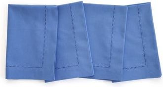 Solino Home Cotton Linen Hemstitch Placemats Set of 6, 14 x 19 Inch for Dining Table, Holiday and Everyday Table Decor in Dusty Blue at Nordstrom