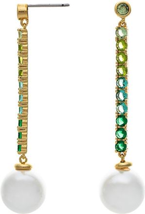 Rivka Friedman Cubic Zirconia & Faux Pearl Drop Earrings in Emerald/Pearl at Nordstrom Rack