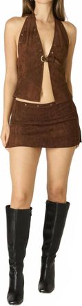 Cotton Candy L.A. The Austin Faux Suede Halter Top In Chocolate