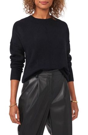 Vince Camuto Exposed Seam Crewneck Sweater in Rich Black at Nordstrom, Size Xx-Small