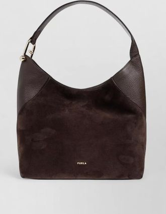 Furla suede finish shoulder bag metal hardware