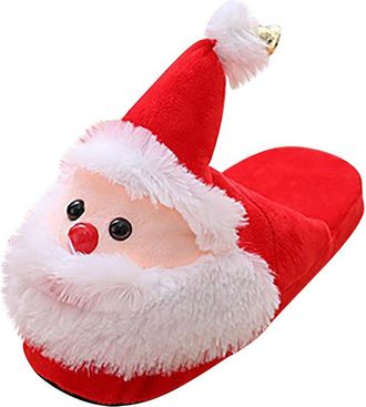 Generic House Slippers Women Men Christmas Novelty Casual House Shoes Plush Bedroom Shoes Slip on House Slippers Breathable Ladies Mule Slipper Fluffy Warm Ho