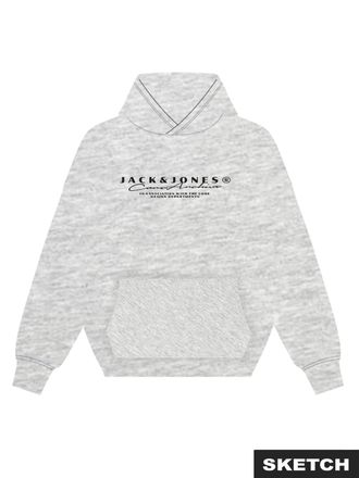 Jack & Jones Kapuzensweatshirt JACK & JONES JCOPOINT BRANDING SWEAT HOOD FST, Herren, Gr. XXL, wei&szlig; melange, angeraute Sweatware, Obermaterial: 100% Polyester, bed