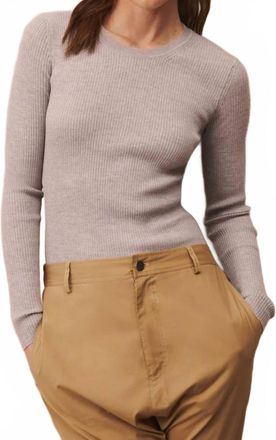 TWP Knit Crewneck Long Sleeve Top In Heather Grey