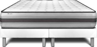 VITALIT Vitalit - Base Tapizada Blanco + Colch&oacute;n Con Muelles Y Viscoel&aacute;stica 2x100x200