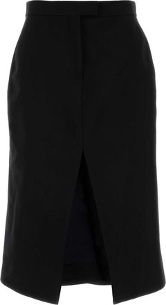 Alexander McQueen Black Stretch Wool Skirt