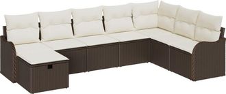 vidaXL Garden Sofa Set with Cushion 8 pcs Brown Poly rattan Vidaxl