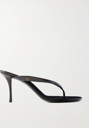 Saint Laurent Sandali In Pelle Con Decorazione Sue - Nero