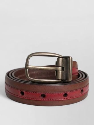 Dolce & Gabbana leather belt metal logo buckle dual tone