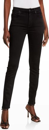 7 For All Mankind High-Waist Skinny Jeans, Slim Illusion Luxe Black