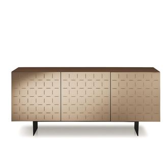 MondoViro Aparador de 3 puertas con espejo beige 180x50 h80 cm