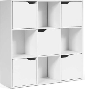 Costway Costway - Librer&iacute;a Con 9 Compartimentos Estanter&iacute;a Librer&iacute;a Con Estante Para Archivos Libro Plantas Almacenamiento Para Hogar Oficina Sal&oacute;n (blanco)