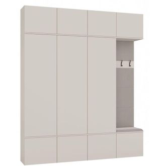 Topeshop HAGA - Set per ingresso con 3 armadi + appendiabiti + panca 200x35x238 cm - beige cashmere