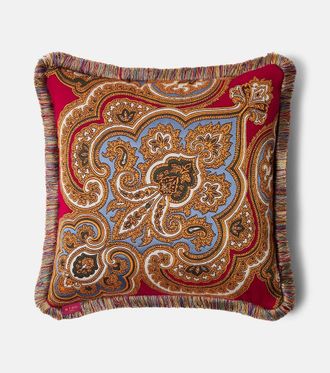 Etro Kash fringed paisley jacquard cushion
