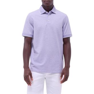 Bugatchi Tipped Contrast Collar Polo in Lilac at Nordstrom, Size X-Large