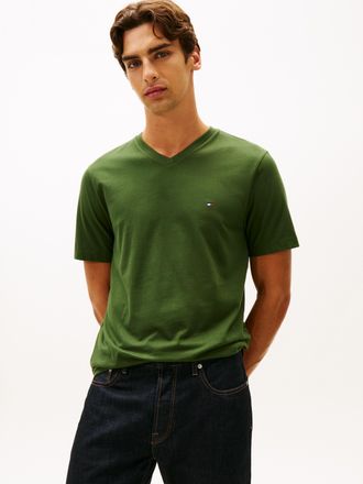 Tommy Hilfiger V-Shirt TOMMY HILFIGER ESSENTIAL V-NECK, Herren, Gr. XXL, mountain pine, Single Jersey, Obermaterial: 100% Baumwolle, regular fit, V-Ausschnitt, Shirt