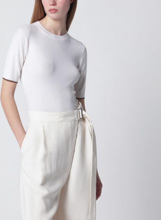 Brunello Cucinelli White cashmere and silk knit top