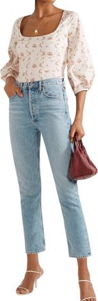 Brock Collection Ivory Floral Print Blouse Size L