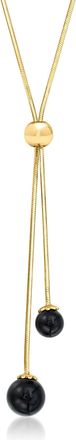 Ross-Simons Italian 6-8mm Onyx Bead Lariat Necklace in 18kt Gold Over Sterling