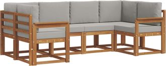 vidaXL Conjunto De Sof&aacute;s De Exterior 6 Uds. Gris Natural Y Claro Vidaxl