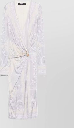 Versace printed v-neck wrap midi dress