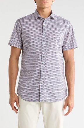Rodd & Gunn Drews Avenue Sports Fit Short Sleeve Button-Up Shirt in Twilight at Nordstrom Rack, Size Xx-Large