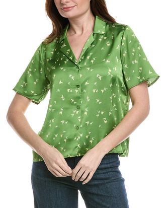 T Tahari Printed Camp Shirt