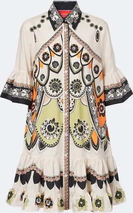 La DoubleJ Printed tiered cotton poplin minidress