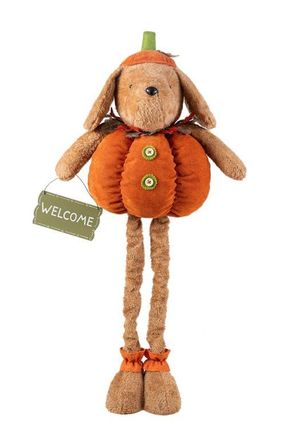 Glitzhome Fall Fabric Highland Cow Pumpkin Dog Porch Decor With Telescoping Legs in Orange at Nordstrom, Size Medium
