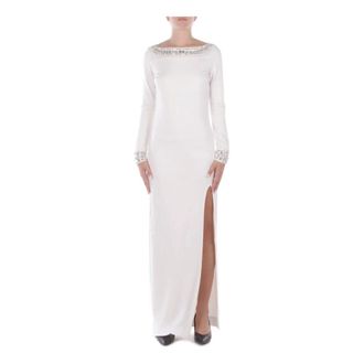 Blugirl Gowns, female, White, XS, Sparkling Thigh-Slit Dress