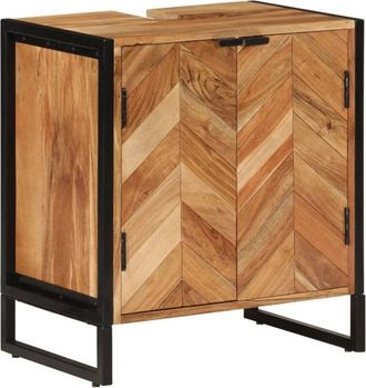 vidaXL Mobile da Bagno 55x35x60 cm in Legno Massello di Acacia e Ferro - Vidaxl