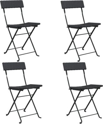 vidaXL Vidaxl - Sillas Cafeter&iacute;a Plegables 4 Uds Acero Y Rat&aacute;n Sint&eacute;tico Negro