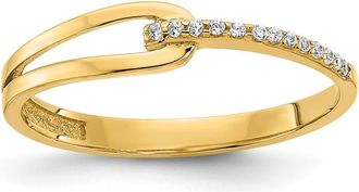 Diamond2Deal 14k Yellow Gold Polished Fancy Cubic Zirconia Ring