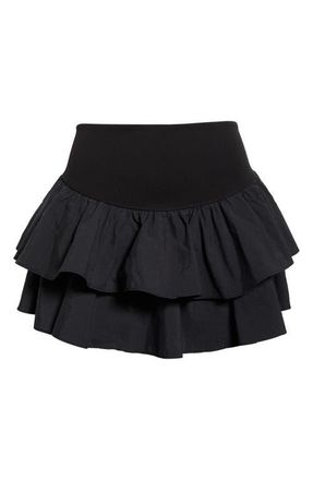 Free People Field Day Layered Ruffle Skort in Black at Nordstrom, Size X-Large