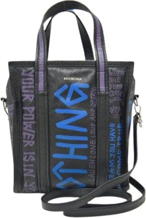 Balenciaga Pre-owned Tote Bags, female, Black, Size: ONE SIZE Pre-owned Vintage Leather Tote Bag