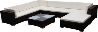 vidaXL Set Divani Da Giardino 8 Pz Con Cuscini In Polyrattan Marrone Vidaxl