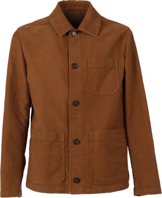 Incotex Shirtjack met opgestikte zakken - Bruin