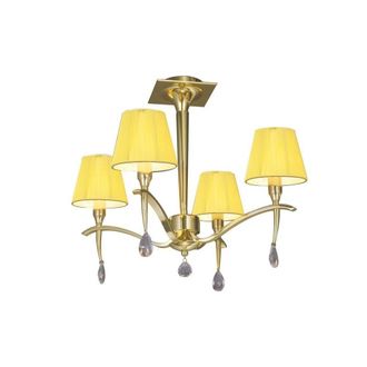 Netlighting Siena Semi Flush Ceiling Brass 4 Light E14 Amber Cream Shades in Yellow