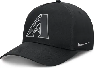 Nike Arizona Diamondbacks Rise Nike Mens Dri-FIT MLB A-Frame Trucker Adjustable Hat in Black | NB1E0FBPDQS-HWD