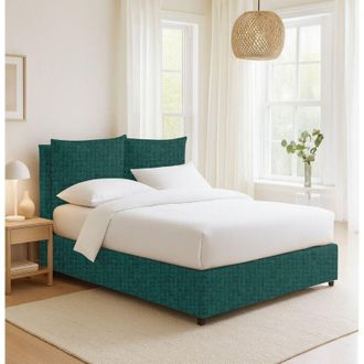 Dmora Cama Individual Todmorden, Desenfundable, Hecho En Italia, Verde Petr&oacute;leo