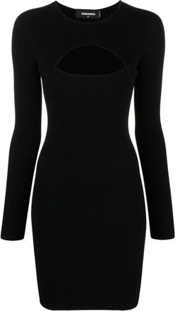 Dsquared2 Black Knitted Round Neck Mini Dress