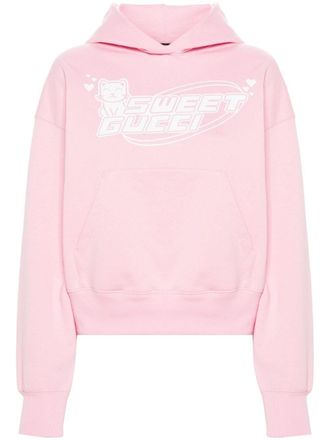 Gucci Sweet Gucci-print cotton hoodie - Pink