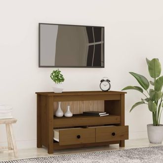 Berkfield Home TV Cabinet Honey Brown 79x35x52 cm Solid Wood Pine | Size: 79 x 35 x 52 cm