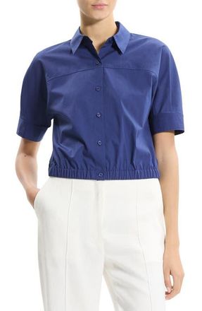 Theory Elastic Waist Shirt in Sapphire Navy - 2Qt at Nordstrom, Size X-Large