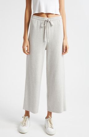 ATM Anthony Thomas Melillo Cotton & Cashmere Rib Wide Leg Pants in Ash Grey at Nordstrom, Size X-Small