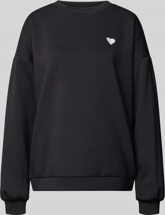 Pieces Relaxed Fit Pullover mit Herz-Stickerei Modell TALIA in Black, Gr&ouml;&szlig;e XL