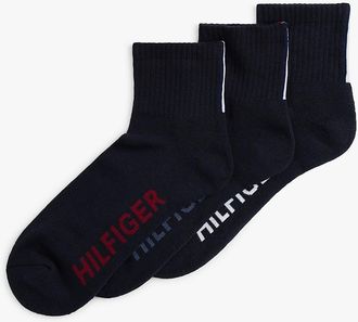 Tommy Hilfiger Mens Monotype Quarter Top Sock 3-Pack - Navy