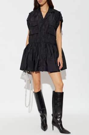 Ganni Dress With Pockets, Womens, Black